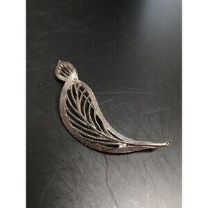 Vintage ART Silver Tone Openwork Leaf Brooch 3.5"